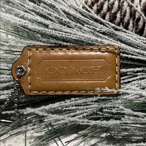 Coach Brown Leather Keychain 2”x1”